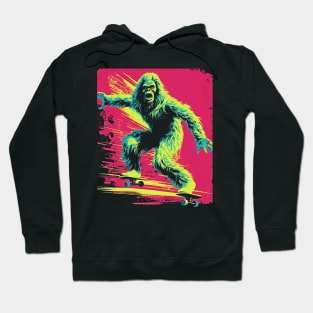 Bigfoot Skating | Funny Retro Bigfoot Hoodie